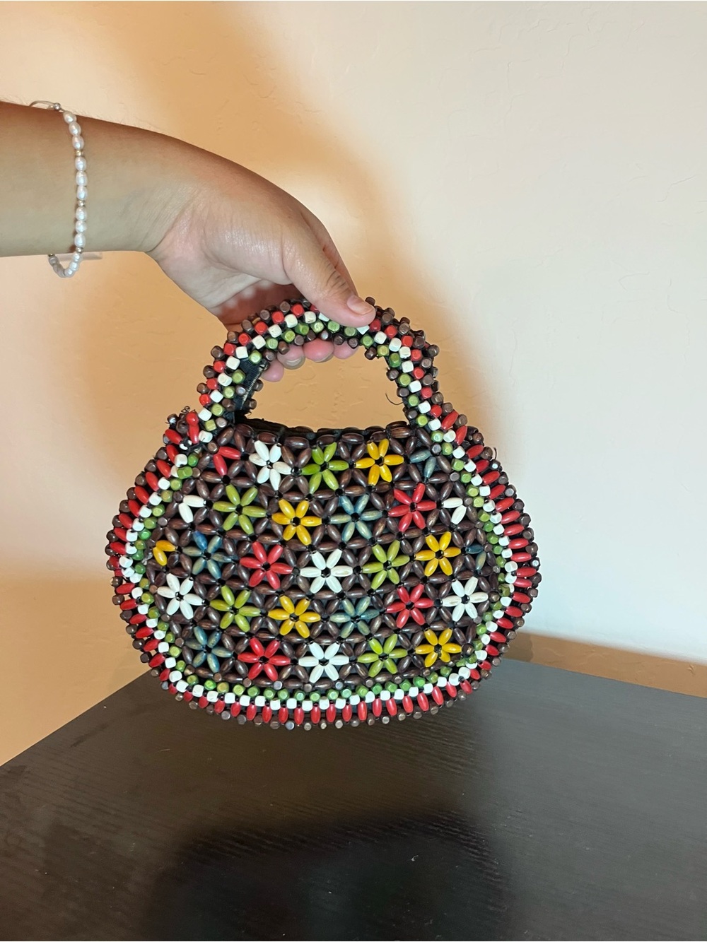 Handcrafted Multicolor Beaded Flower handbag - Women Bags